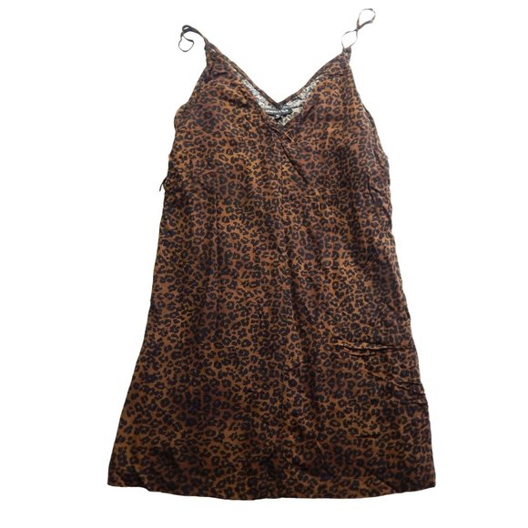 PacSun Womens Spaghetti Strap Mini Dress Tie Up Sides Leopard Print Size M - Picture 1 of 11